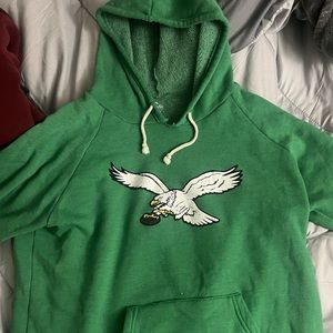 Majestic Threads Eagles Kelly Green Hoodie Size Large. Small rip pictured.
